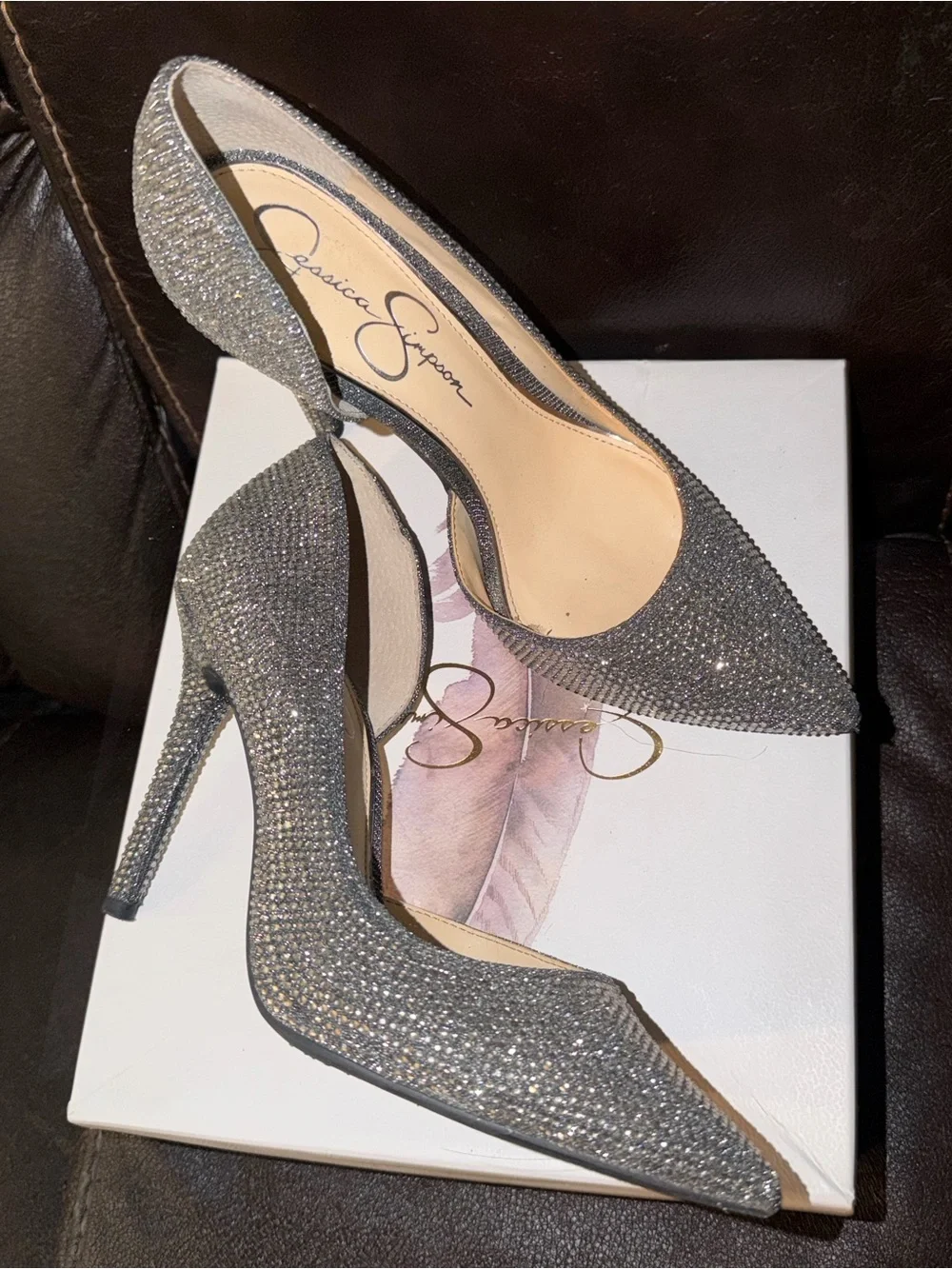 Jessica Simpson Silver Glitter Pointed-Toe Stiletto Pumps